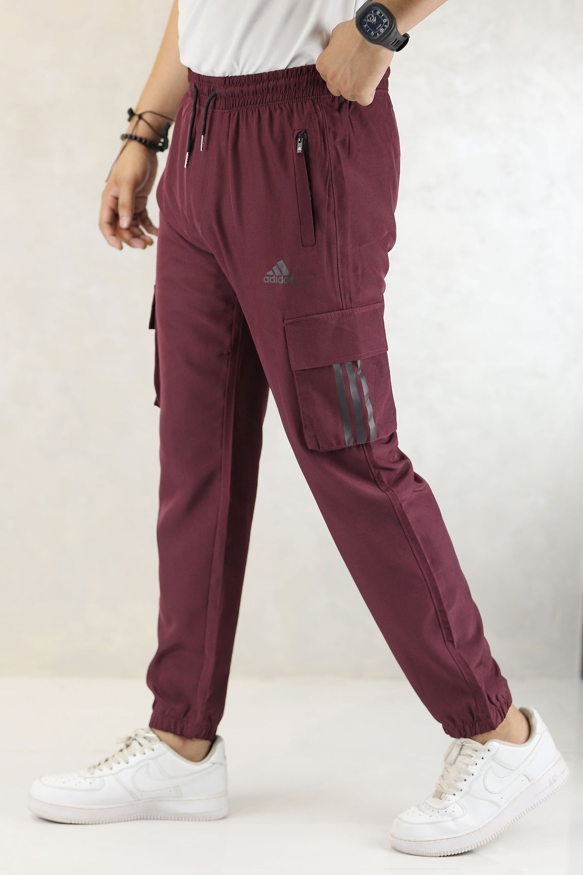 Adds Micro Stretch Slimfit Imported Sportswear Trouser In Plum