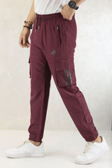Adds Micro Stretch Slimfit Imported Sportswear Trouser In Plum