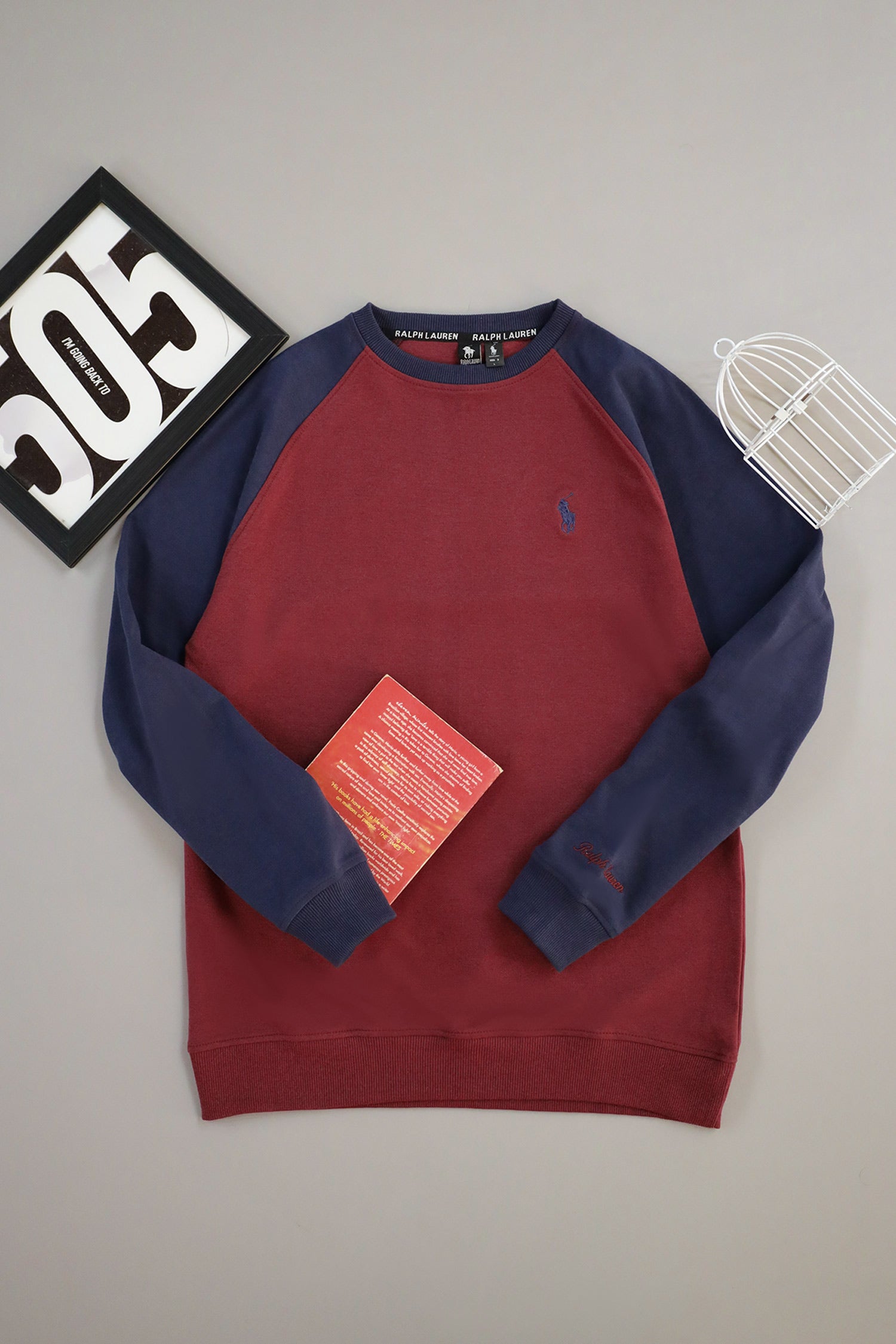 Rph Lren Raglan Pullover Mock Neck Imported Men's Sweatshirt