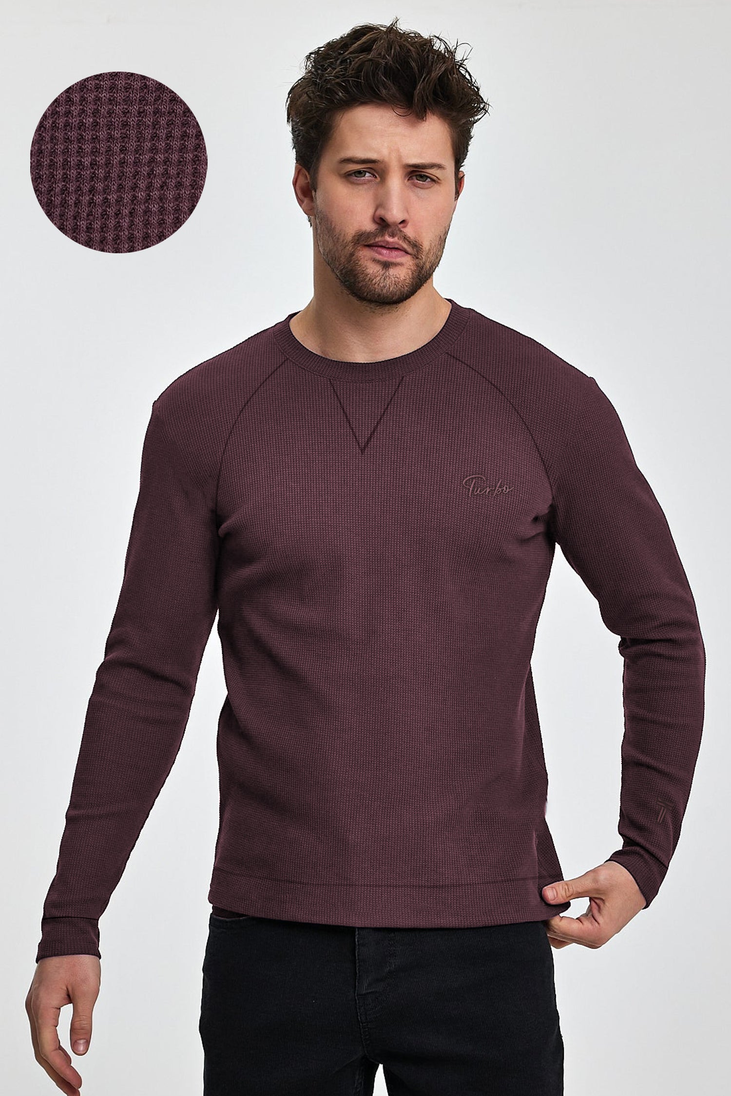 Turbo T Shoulder Style Round Neck Thermal Cotton Men's Sweatshirt