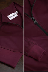 Clvn Klen Lined Chunky Half Zip Full Sleeves Men's Sweatshirt In Maroon