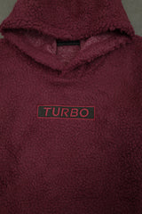 Turbo Cozy Imported Sherpa-Lined Hoodie In Maroon