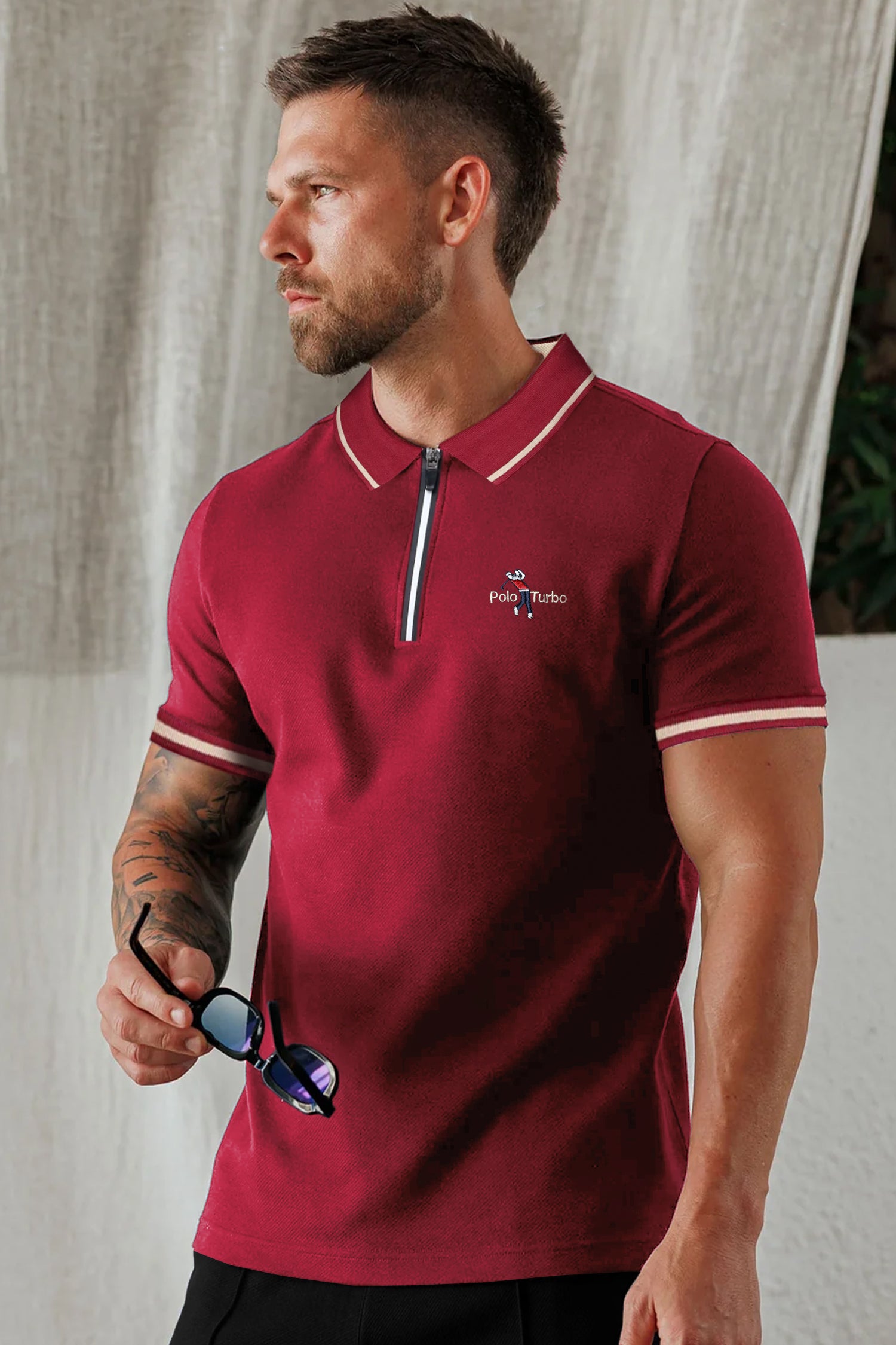 Turbo Polo Club Zipper Placket Men's Polo Shirt