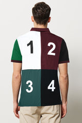 Hackt Heritage Multi Nbrs Short Sleeve Men's Polo Shirt In Maroon