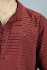 Turbo Snitch Striped Casual Shirt In Maroon