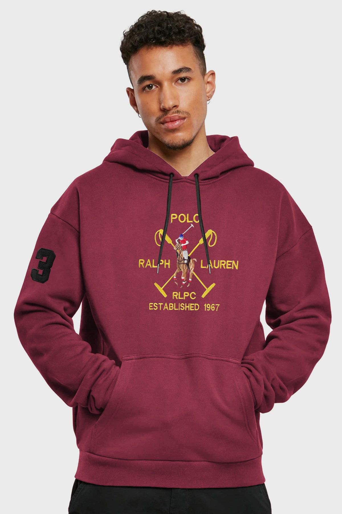 Rph Lren Polo Big Pony Fleece Hoodie In Maroon