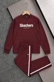 Skchr Streetwear Typography Men's Co-Ord Set In Maroon