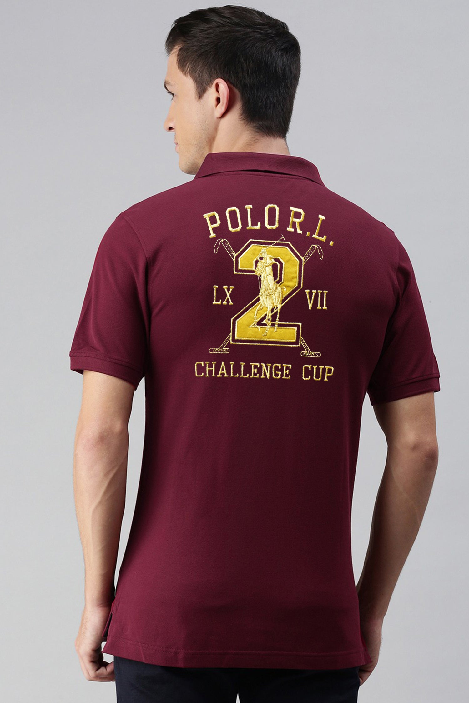Polo Rph Luren Classic Fit Typography Embroidered Men's Polo Shirt In Maroon