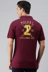 Polo Rph Luren Classic Fit Typography Embroidered Men's Polo Shirt In Maroon