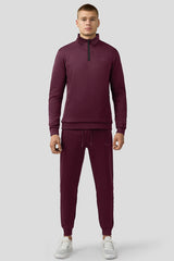 Turbo Half Zip Style Men Zipper Tracksuit In Maroon