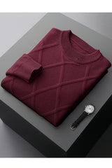 Diamond Crew Neck Men's Cashmere Sweatshirt In Maroon