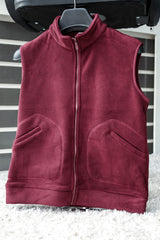 Warm Fleece Imported Men's Gilet In Maroon