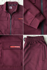 Turbo Collar Style Men Zipper Tracksuit in Maroon