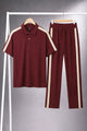 Turbo Contrast Side Panel Men's Co-Ord Set In Maroon