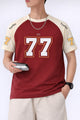 Turbo Numeric '77' Down Shoulder Men's Tee In Maroon