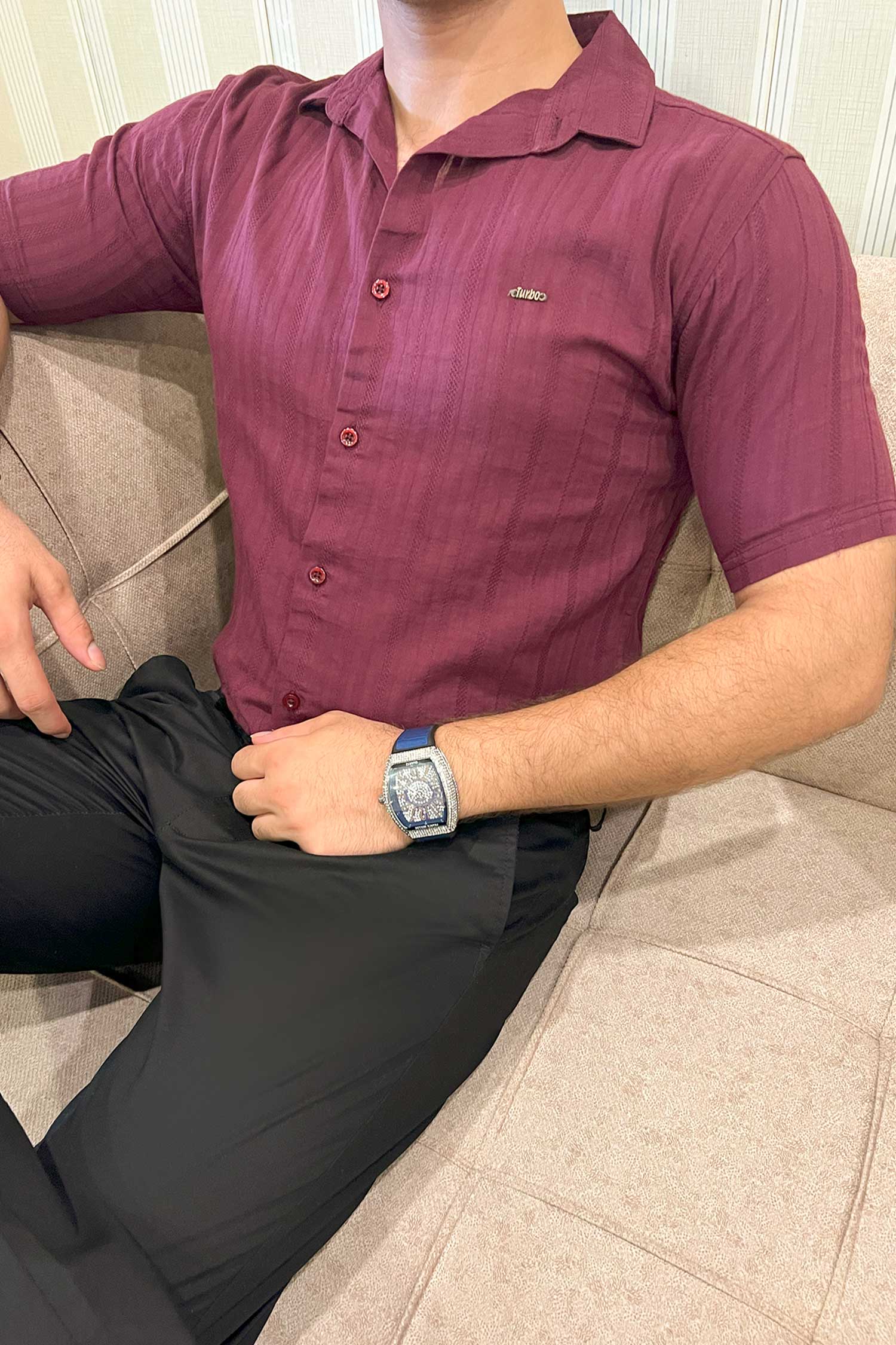 Turbo Minimalist Design Half Sleeve Casual Shirt