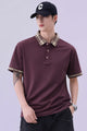 Turbo Plaid Pattern Collered Men's Polo T-Shirt In Plum