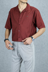 Turbo Snitch Striped Casual Shirt In Maroon