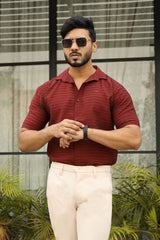 Turbo Snitch Striped Casual Shirt In Maroon