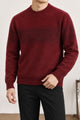 Nordic Pullover Pattern Imported Round Neck Rabbit Wool Men's Sweater In Maroon
