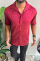 Turbo Designer Motif Floral Casual Shirt In Maroon