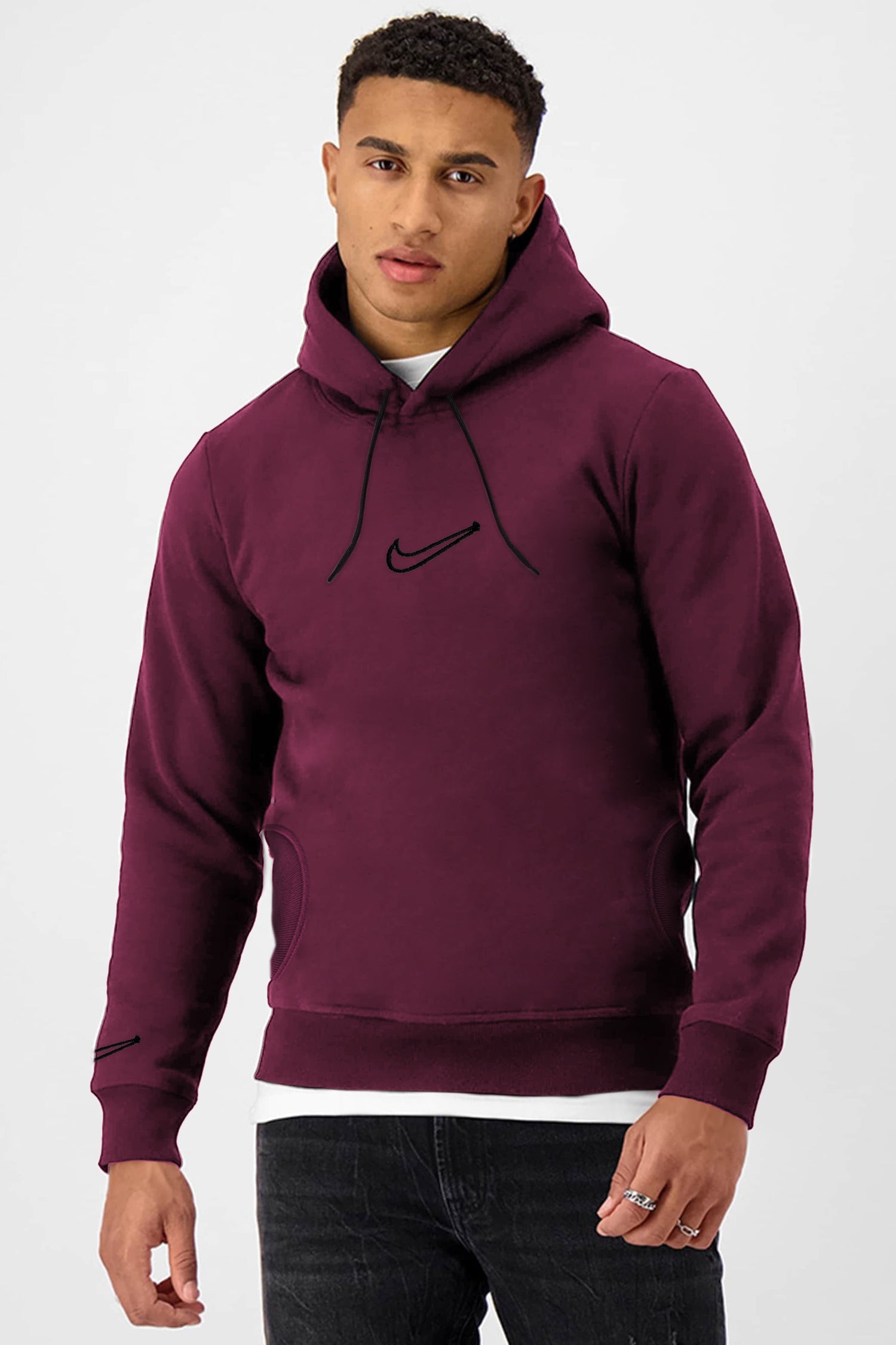 Nke Signature Slogan Fleece Hoodie In Maroon