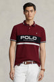 Plo Rph Lren Prominent Horizontal Stripe Men's Polo Shirt In Maroon