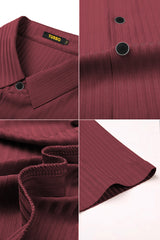 Turbo Summer Turn Down Collar Casual Shirt In Maroon