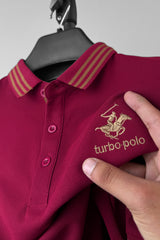 Turbo Polo Spring Lapel Horse Men's Polo Shirt In Maroon
