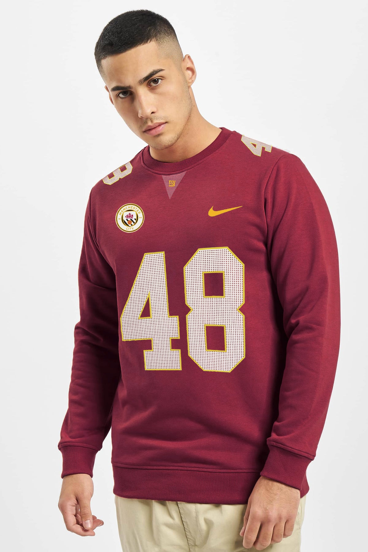 Nke Crew Neck Full Sleeves Men's Sweatshirt In Maroon