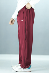 Turbo Side Panel Full Zipper Micro Baggy Trouser In Maroon