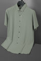 Turbo Waffle Motif Elegant Casual Shirt In Moss Green