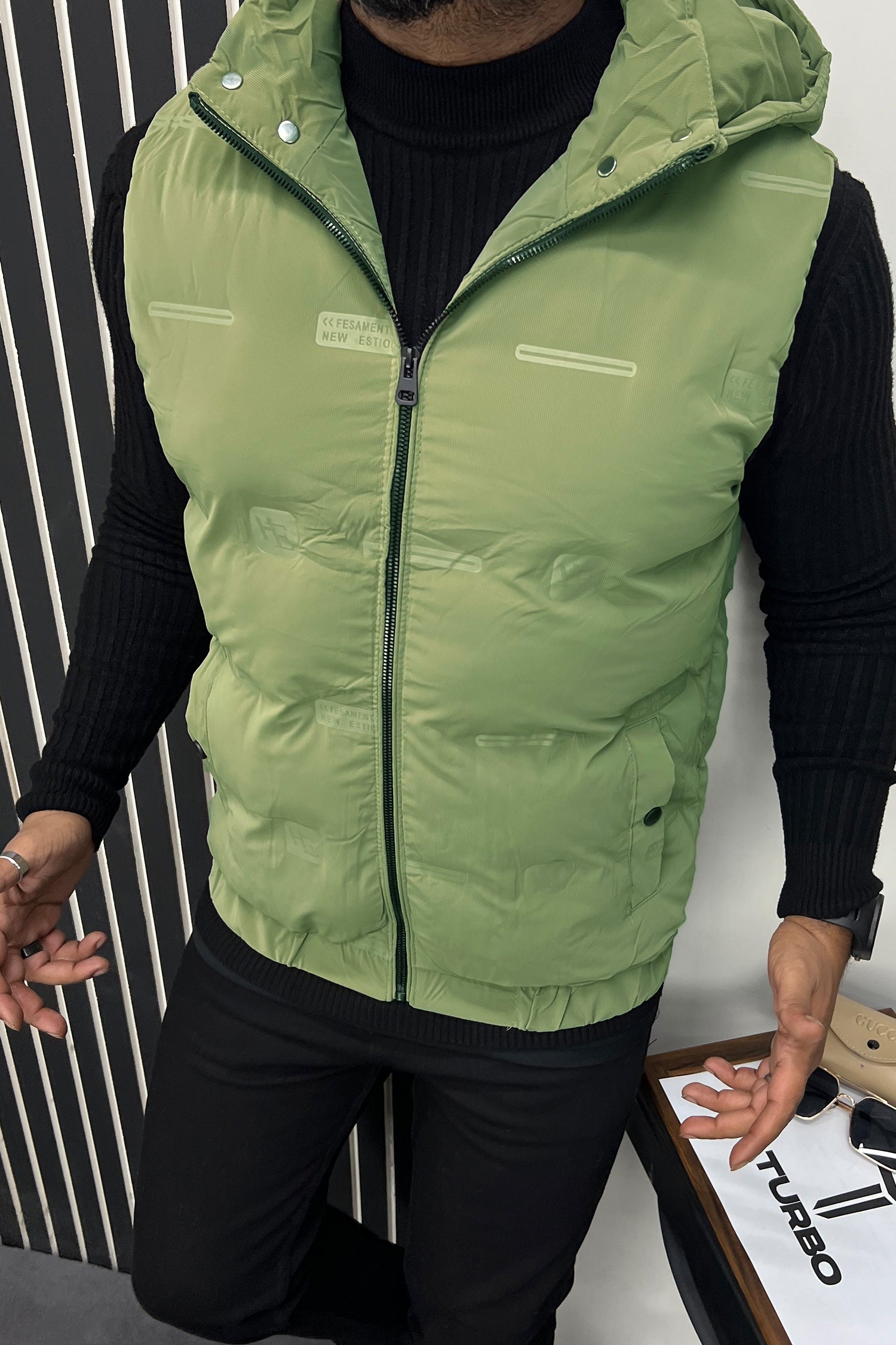 Logo Pattern Quilted Imported Men's Gilet