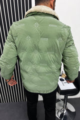 Soft Lapel Fur Collar Embossed Padded Imported Puffer Jacket