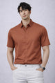 Turbo Regular Fit Seamless Silk Casual Shirt In Red Brick
