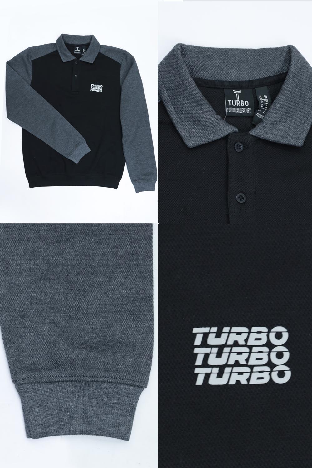 Turbo Printed Logo Cropped Collar Sweatshirt In Black