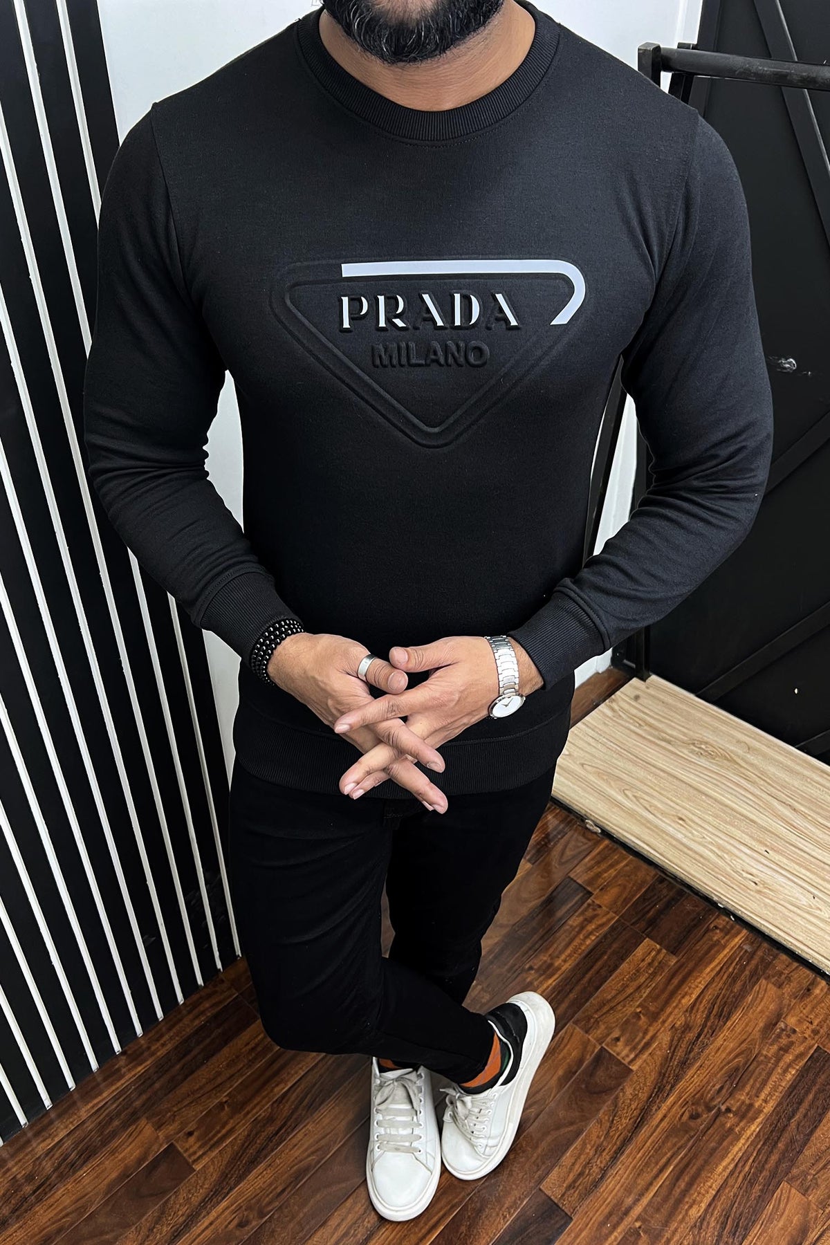 Prda Front Embossed Logo Men's Sweatshirt