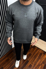 Turbo Men's Over Size Sweatshirt In Charcoal