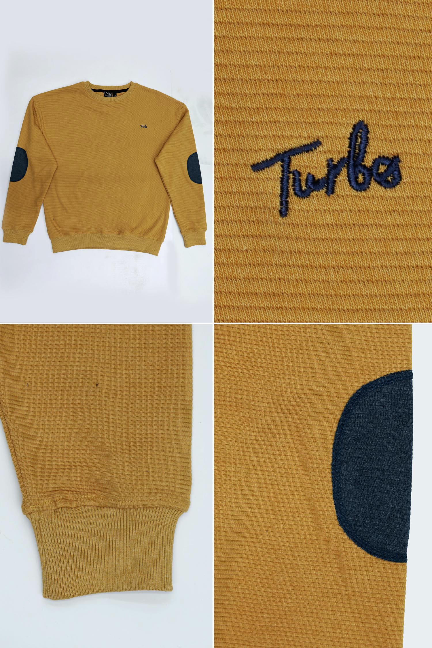 Turbo Embroided Men's Over Size Sweatshirt In Light Yellow