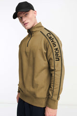 Clvn Klen Lined Chunky Half Zip Full Sleeves Men's Sweatshirt In Light Camel