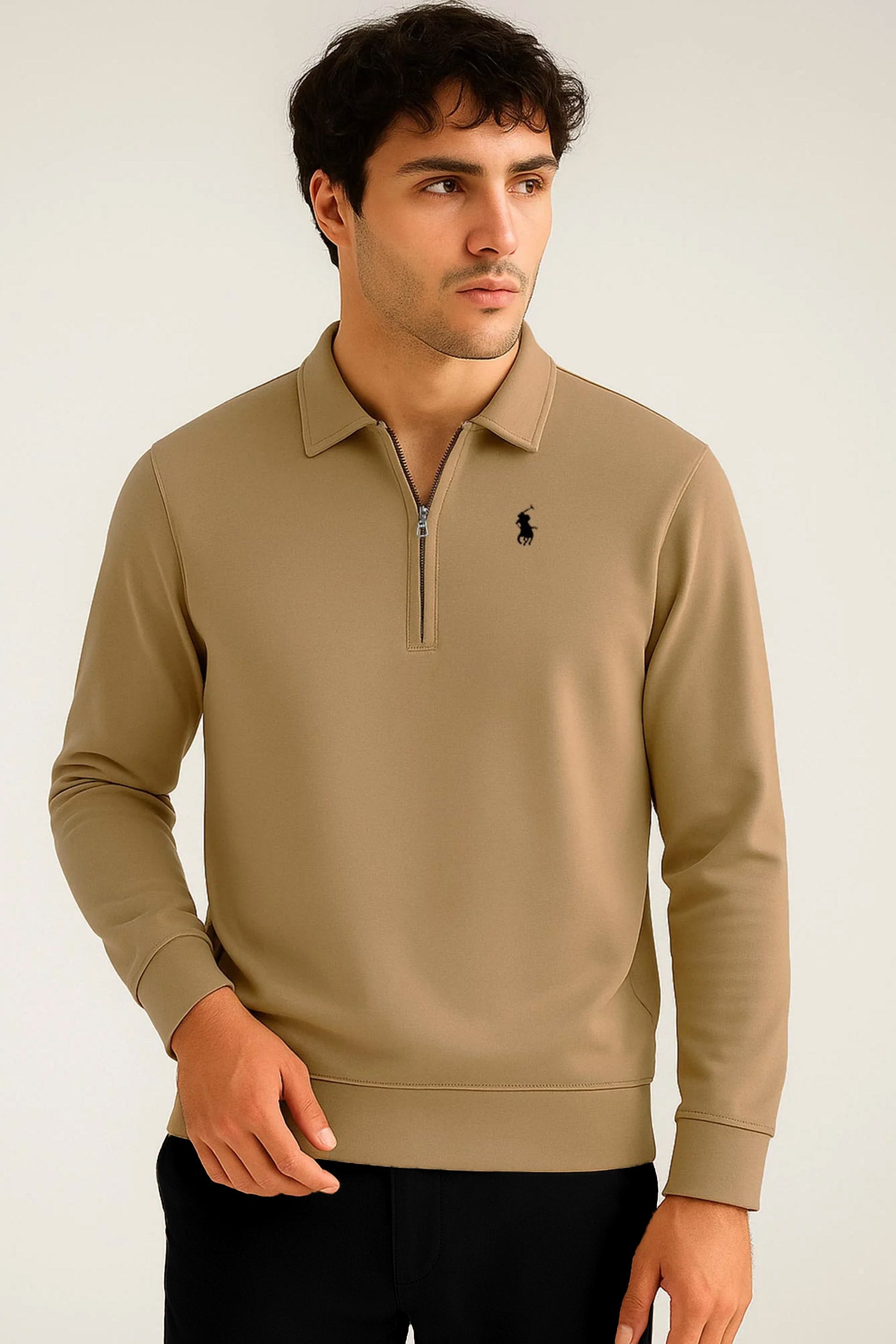 Turbo Stylish Half-Zip Collared Men's Sweatshirt