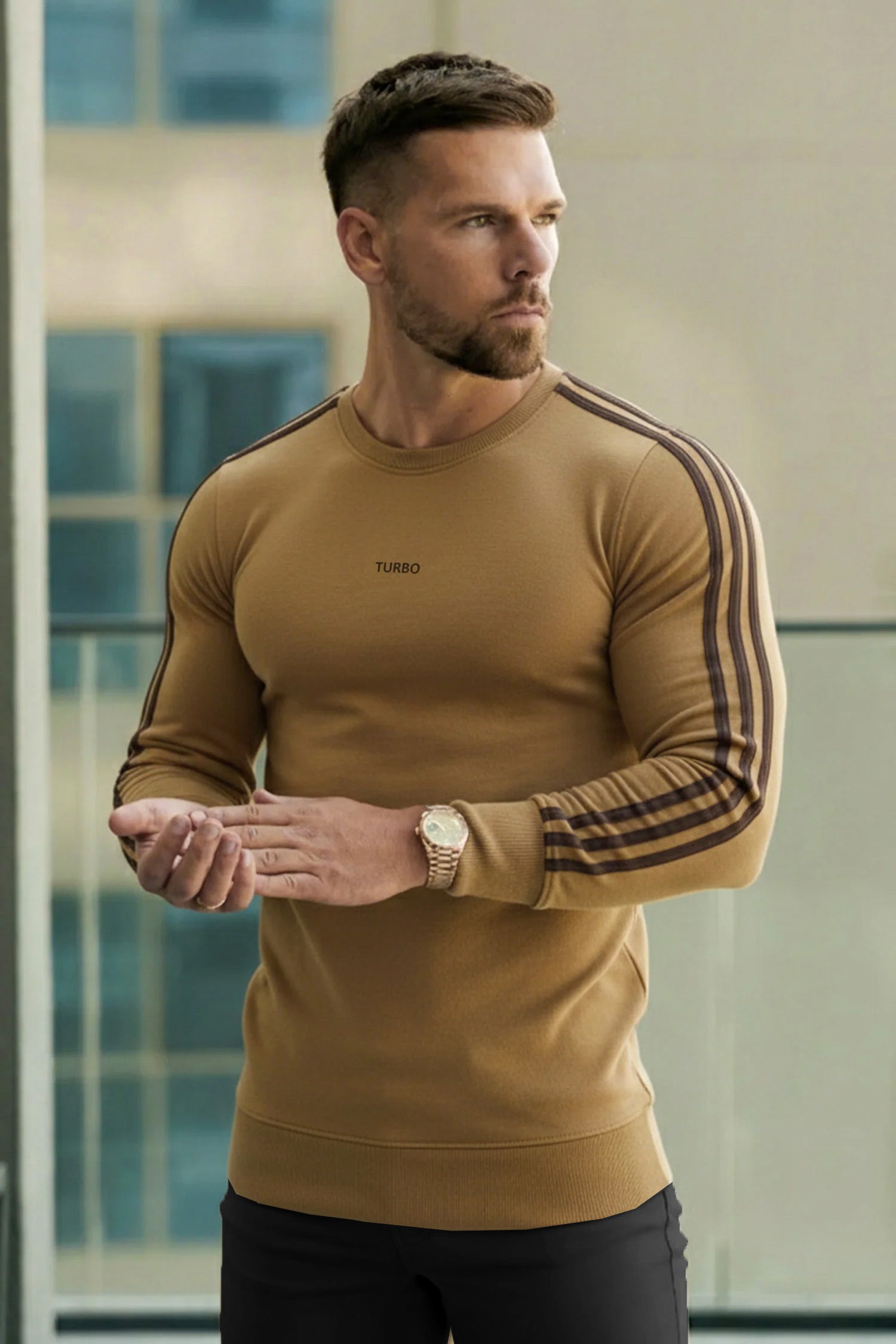 Turbo 3 Stripes Mock Neck Men's Sweatshirt
