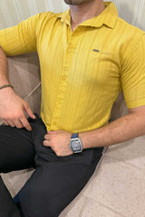 Turbo Endless Cool Embossed Casual Shirt In Mustard