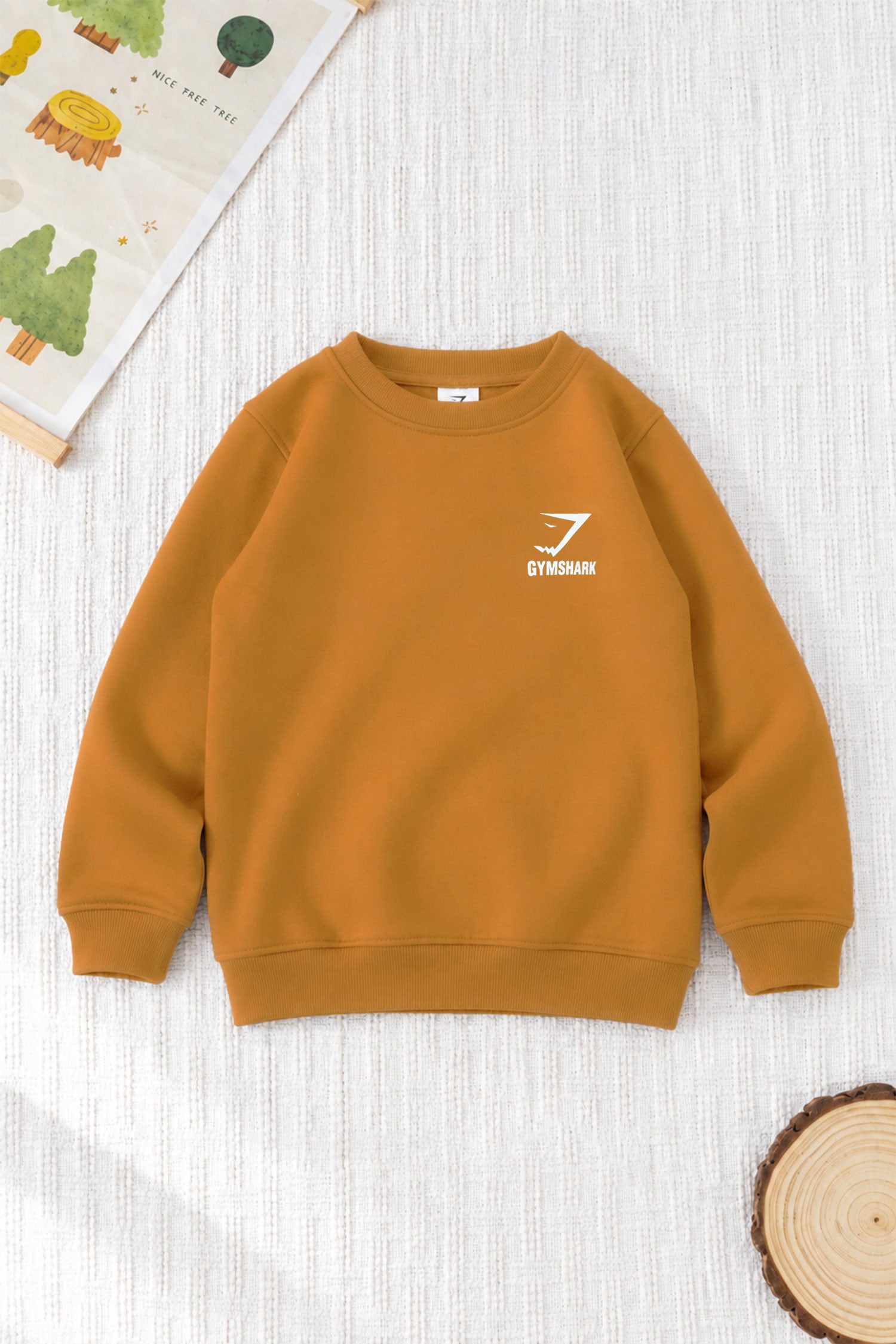 Gym Shrk Legacy Round Neck Kid's Sweatshirt In Mustard