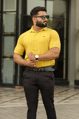 Turbo Endless Cool Embossed Casual Shirt In Mustard