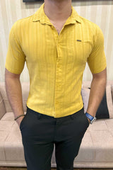 Turbo Endless Cool Embossed Casual Shirt In Mustard