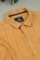 Turbo Self Stripe Motif Long Sleeve Cotton Casual Shirt In Mustard