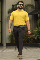 Turbo Endless Cool Embossed Casual Shirt In Mustard