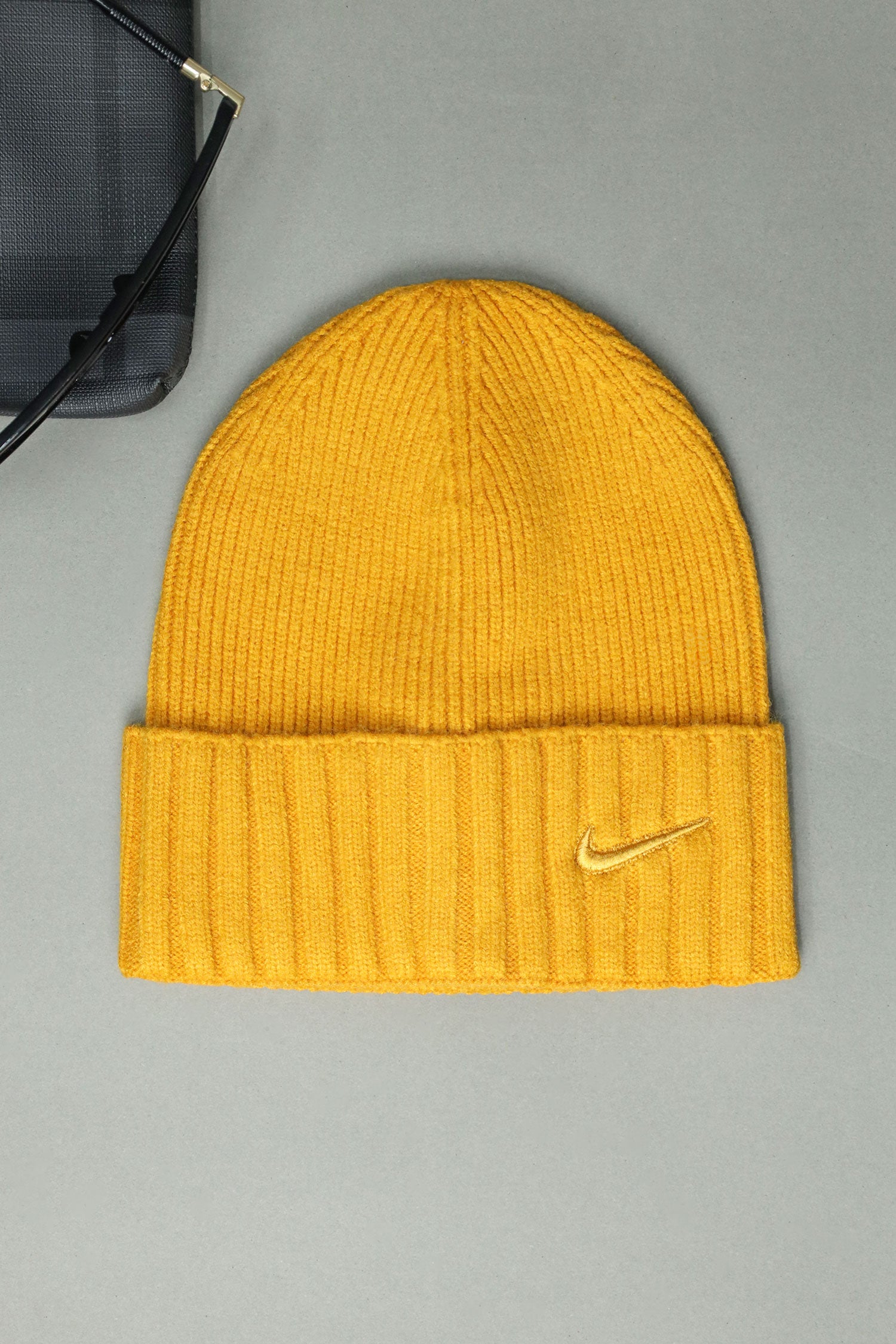 Nke Fisherman Cashmere Wool Beanie Cap In Mustard