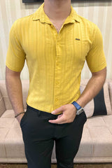 Turbo Endless Cool Embossed Casual Shirt In Mustard